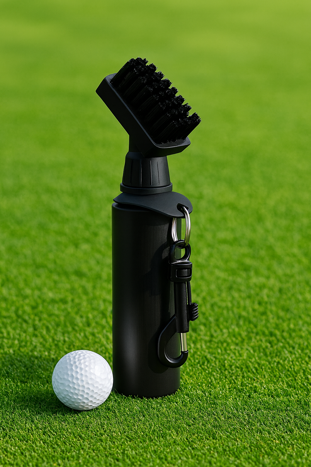 Portable Golf Club Groove Brush with Water Bottle - Black
